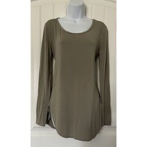Emmas Closet Womens Green Small Long‎ Sleeve Shirt Lightweight Stretchy Blouse